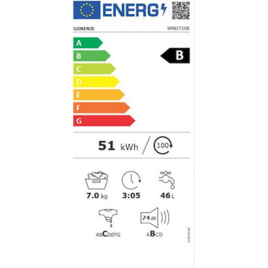 Gorenje WNEI72SB elöltöltős keskeny mosógép inverter motor 7kg, 60x46.5x85 cm 