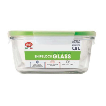 Snips 010006 üveg ételtároló doboz, 0.8 liter, dekorációval, négyzet alakú