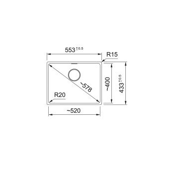 Franke MRG 210/110-52 A munkalap alá építhető mosogatótálca,matt fekete,55.3x43.3cm