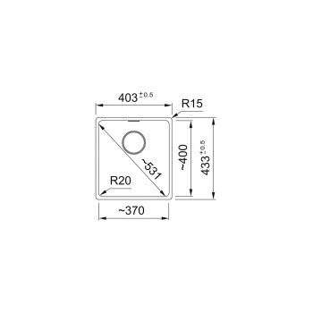 Franke MRG 210/110-37 A munkalap alá építhető mosogatótálca,gleccser fehér,40.3x50.3cm