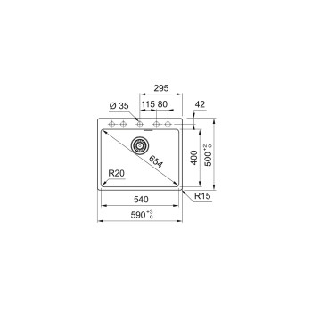 Franke MRG 610-54 FTL mosogatótálca,kasmír,59x50cm