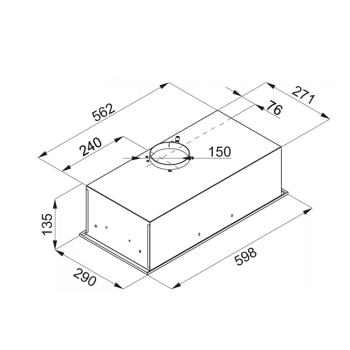 SLX SB 60 B fekete szekrénybe aláépíthető beépíthető konyhai elszívó
