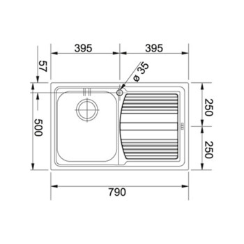 Franke LLX 611 mosogatótálca, inox, 79x50cm, jobbos
