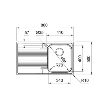 Franke SRX 611-86 mosogatótálca 86x50cm, inox