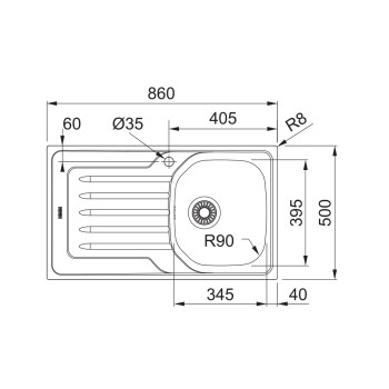 Franke OLX 611-L mosogatótálca 86x50cm, inox