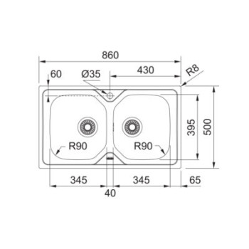 Franke OLX 620-86 mosogatótálca,86x50cm, inox 101.0486.100