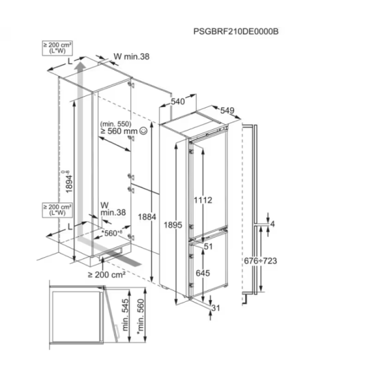 Electrolux ENP7MD19S No Frost beépíthető alulfagyasztós kombinált hűtőszekrény,188.4 cm magas