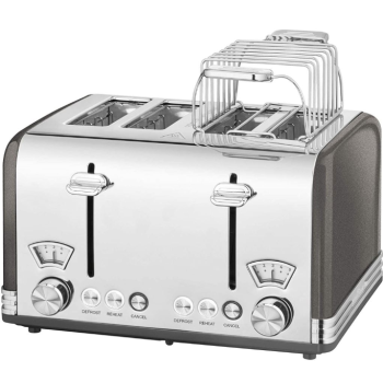 ProfiCook PC-TA 1194 antracit Vintage kenyérpirító 40 mm extra széles nyílások, 2 különálló kezelő