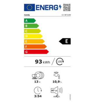 Candy CI3E7L0W beépíthető integrált mosogatógép, 13 terítékes, inverter motor,WiFi, 59.7x55.5x81.8 cm 