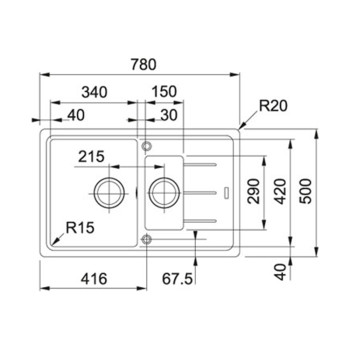 Franke BFG 651-78 Basic mosogatótálca, fekete, 78x50cm 114.0301.345