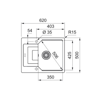 Franke UBG 611-62 A mosogatótálca,matt fekete,62x50cm