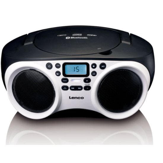 Lenco SCD-501WH hordozható FM rádió CD-USB lejátszó Bluetooth® fekete/fehér