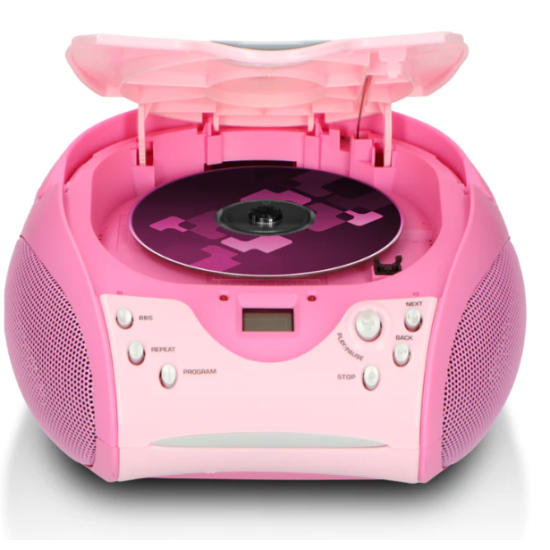 Lenco SCD-24 hordozható sztereó FM rádió CD-lejátszóval rózsaszín