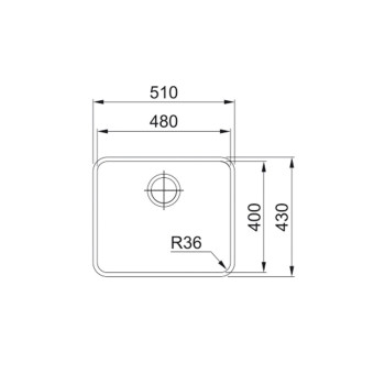 Franke ANX 110-48 munkalap alá építhető mosogatótálca, inox, 51x43cm