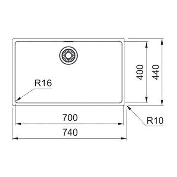 Franke MRX 110-70 munkalap alá építhető, mosogatótálca,inox,74x44cm
