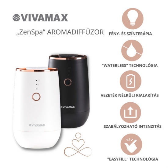 Vivamax GYVH50W ZenSpa Wireless vezeték nélküli aromadiffúzor, ultrahangos párásító 