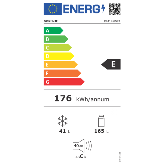 Gorenje RF4142PW4 felülfagyasztós kombinált hűtő, 165/41L, 55x54.2x143.6 cm 