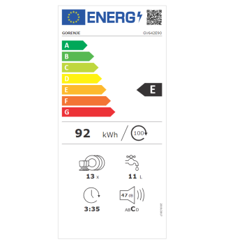 Gorenje GV642E90 teljesen beépíthető mosogatógép, 13 teríték, 60cm , 59.8x55.5x81.6 cm 