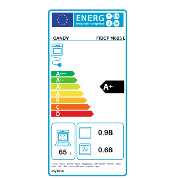 Candy FIDCPN625L fekete beépíthető multifunkciós sütő 65l,alsó és felső hőlégkeverés funkció, kihúzható sütősín, gőz tisztitás, grill funkció,70L