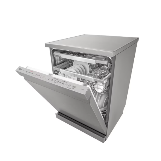 LG DF455HPS QuadWash™ gőzös mosogatógép TrueSteam™ technológiával, Automatikus ajtónyitás, 14 teríték, ThinQ™ WiFi funkció,Inverter Direct Drive