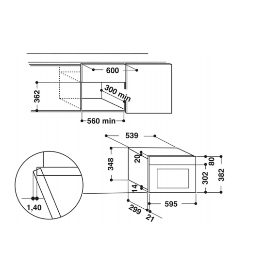 Whirlpool AMW423IX beépíthető mikrohullámú sütő