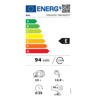 Beko DIN34320 beépíthető mosogatógép 13 terítékes 