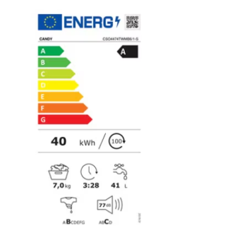 Candy CSO4474TWMB6/1-S elöltöltős mosógép inverter motor, 7kg, gőz, 60x46x85 cm 