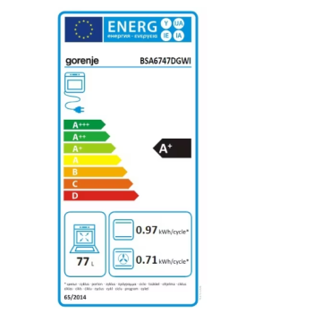 Gorenje BSA6747DGWI beépíthető sütő húsmaghőmérővel, 77L,SteamAssist, HomeMadePlus, GentleOpen, Wifi, Connect Life