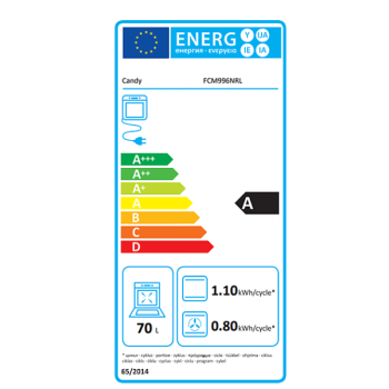 Candy FCM996NRL beépíhető pirolitikus sütő, fekete, 70L, WIFI, 59.5x56.8x59.5 cm 