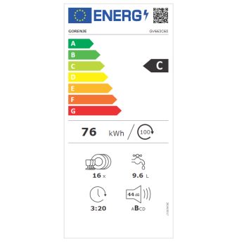 Gorenje GV663C60 teljesen beépíthető mosogatógép 60cm, 16 teríték, inverter motor, automatikus ajtónyitás funkció 