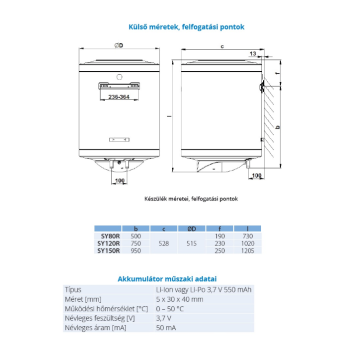 Hajdu SY120R elektromos forróvíztároló, villanybojler 