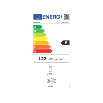 Gorenje R619EAXL6 inox hűtőszekrény 398 liter 185 X 59,5 X 66,3 cm külső kijelző,  AdaptTech öntanuló kompresszor 