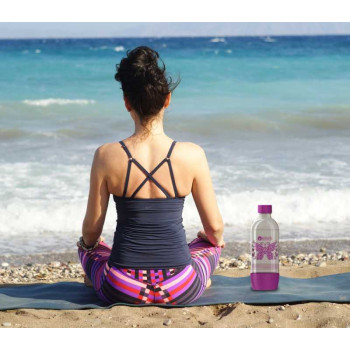 SodaCo szénsavasító flakon otthoni SodaCo Basic és Royal szódagéphez, 1 liter, rózsaszín, pillangó minta