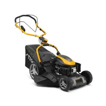 Stiga COMBI 753 SE elektromos indítású önjárós benzinmotoros fűnyíró 4 az 1-ben: gyűjtés, mulcsozás, oldalsó és hátsó ürítés akár 25°-os szögben elfordítható a tolókar – így a sövények alatt és a falak mentén is nyírhat