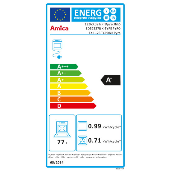 Amica ED 57527 B  beépíthető pirolitikus sütő fekete