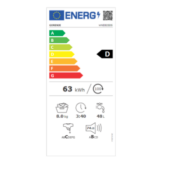 Gorenje WNEI82SDS SteamTech elöltöltős keskeny mosógép 8 kg, inverter motor, 60x54.5x85 cm 