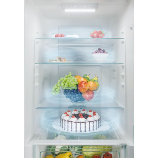 Candy CCE4T618EW No Frost alulfagyasztós kombinált hűtőszekrény, távezzérlés és extra tartalom (WiFi), E energiaosztály, fehér szín, 341L, 185cm magas