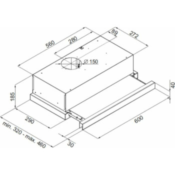 Evido Slimlux beépíthető kihúzható konyhai elszívó 60 cm fekete üveg/inox,CHT6TB.3