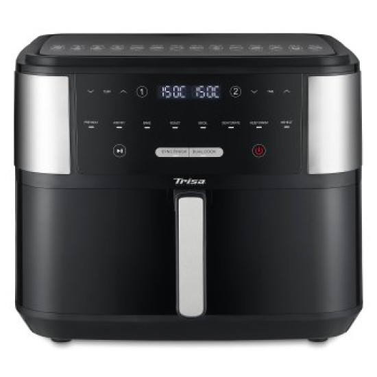 Trisa 7423 2 rekeszes 10l forrólevegős sütő Air Fryer 'Crunchy Fry Pro', 2400W, érintő kijelző több beállítással