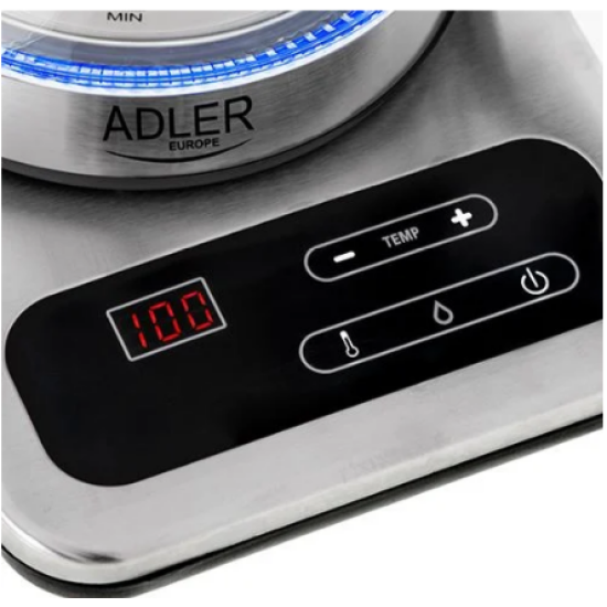 Adler AD1293 vízforraló 2200W inox Digitális hőmérséklet szabályozás: 40-100 ° C 