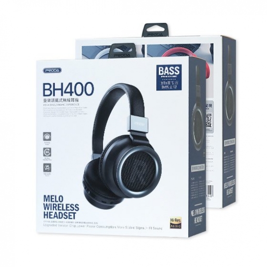 PRODA PD-BH400 Melo vezeték nélküli Bluetooth fejhallgató fekete PDBH400