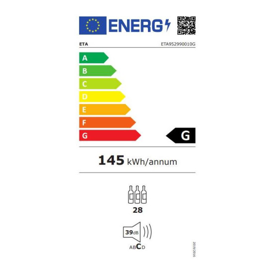 Eta 952990010G kompresszoros borhűtő, 28palackos, 84 x 43 x 45 cm