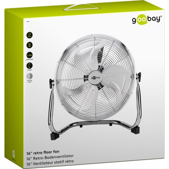 Goobay 39510 Padló ventilátor, 40 cm, 3 sebesség, króm, 90W