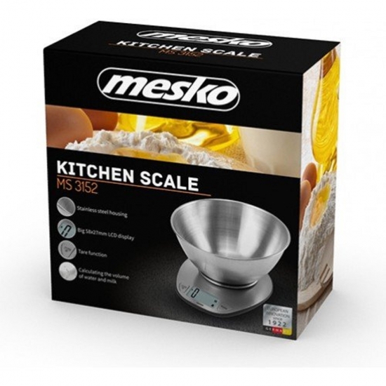 Mesko MS3152 inox digitális tálas konyhai mérleg