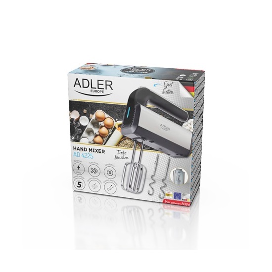 Adler AD4225 kézi mixer 800W 3 funkció: mixelés, habverés és dagasztás