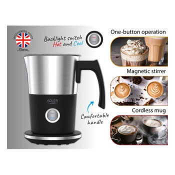 Adler AD4497 tejhabosító habosítás és melegítés funkció 600 W / 1000 W fekete / inox 