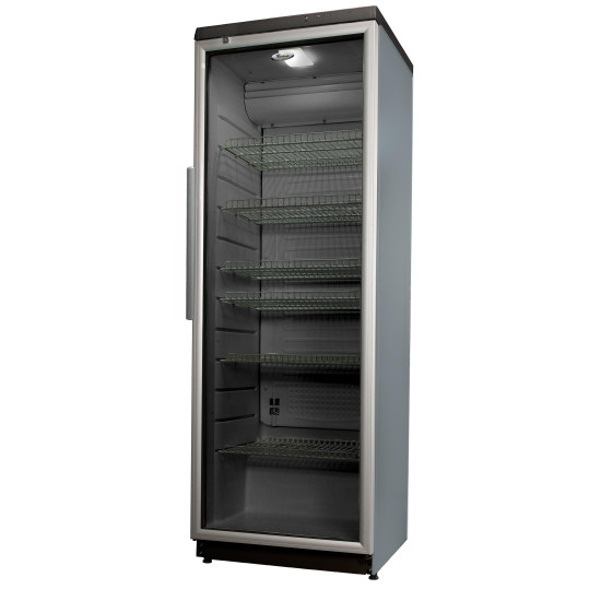 Whirlpool ADN 203/1S üvegajtós hűtőszekrény, 173cm, szürke/aluminium ajtókeret, 320L