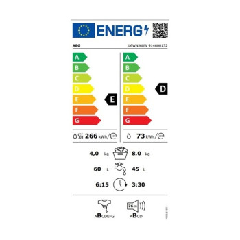 AEG L6WNJ68W kondenzációs mosó-szárítógép 8/4kg, inverter motor, 59.7x55.7x84.7 cm 
