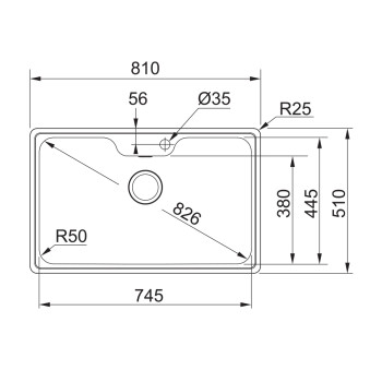 Franke BCX 610-81 mosogatótálca, inox, 81x51cm