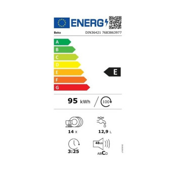 Beko DIN36421 teljesen beépíthető 14 terítékes mosogatógép, teljesen beépíthető, 59.8x55x81.8 cm 